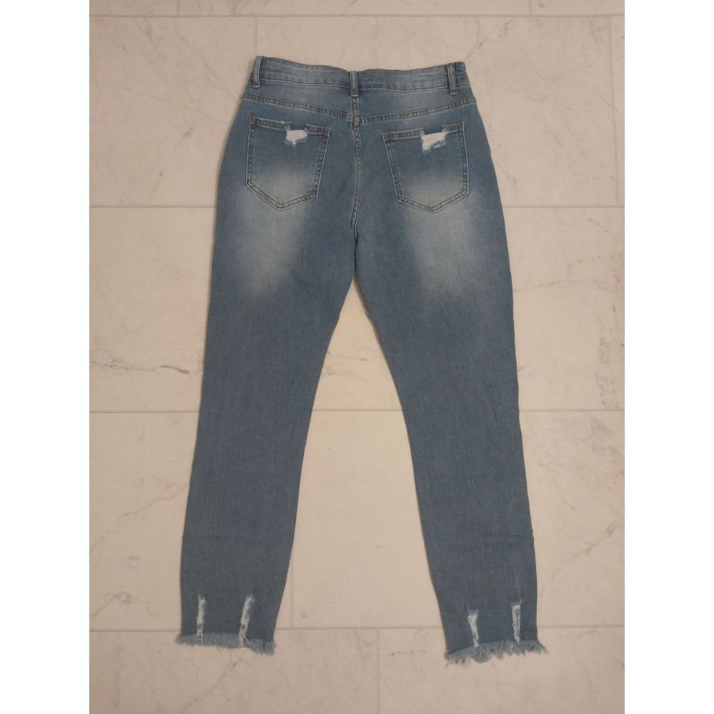 Distressed Raw Hem Skinny Ankle Blue Jeans - Unbranded Women's  Sz 8 - Picture 2 of 9